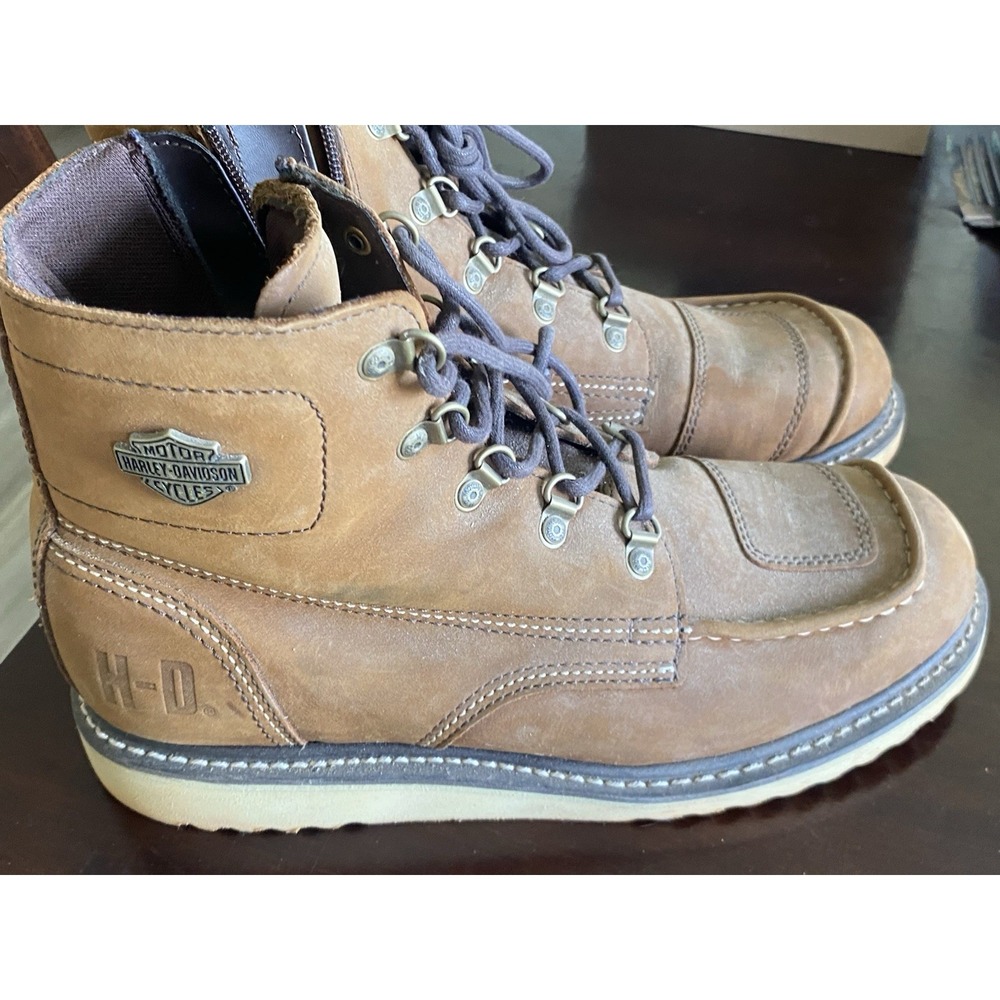 Harley-Davidson Men's Hagerman Leather Motorcycle Wedge Boot 9, Scrubland Brown